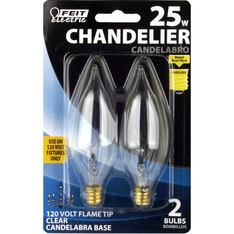 BULB 25W FLAME TIP CL 2PK CFC