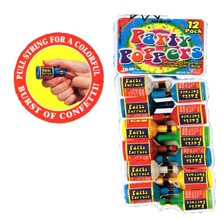 JA-RU Party Poppers - Assorted Colors, 12 Pack-075656009455-LR-137511-2-LR eShop