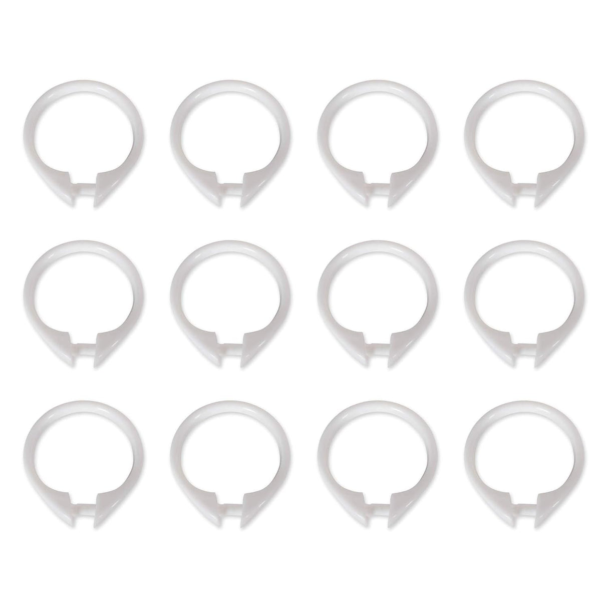 J&M Home Fashions Easy Snap Plastic Shower Curtain Ring Hooks - White, Set of 12-034137064017-LR-189077-2-LR eShop