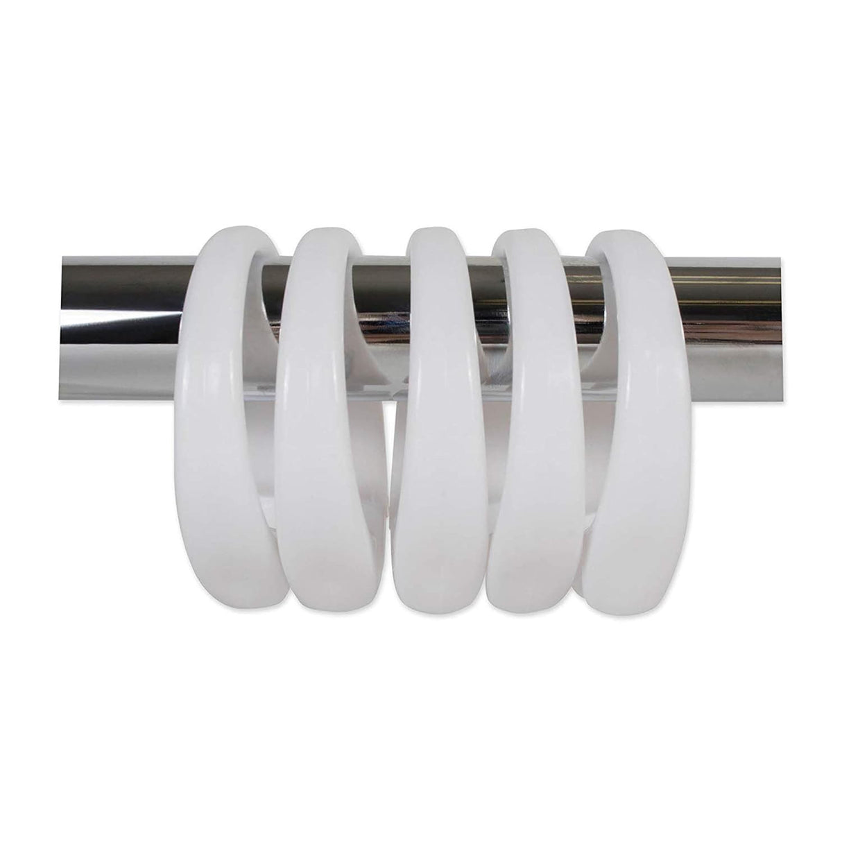 J&M Home Fashions Easy Snap Plastic Shower Curtain Ring Hooks - White, Set of 12-034137064017-LR-189077-4-LR eShop