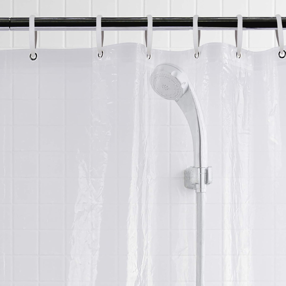 J&M Home Fashions Easy Snap Plastic Shower Curtain Ring Hooks - White, Set of 12-034137064017-LR-189077-5-LR eShop