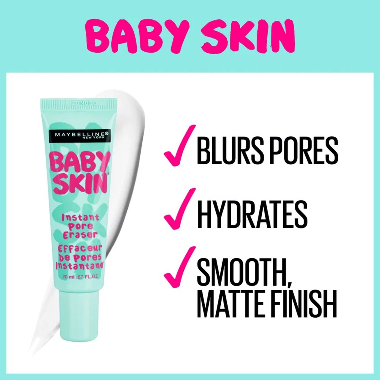 Maybelline Baby Skin Instant Pore Eraser Primer, Clear, 0.67 fl. oz.