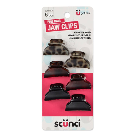 Scünci Fine Hair 3.5cm Assorted Mini Jaw Clips, 6 CT