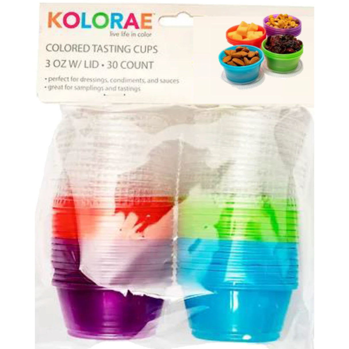 Kolorae Colored Tasting Cups 3 oz w/ Lid - 30 Count