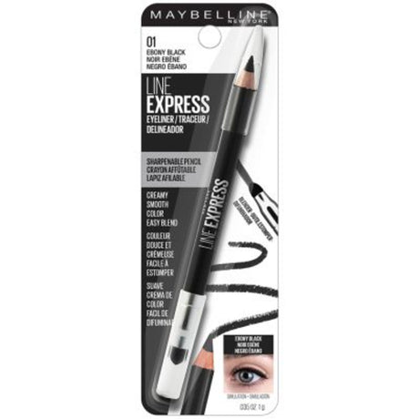 Maybelline Line Express Sharpenable Wood Pencil Eyeliner, Ebony Black, 0.035oz