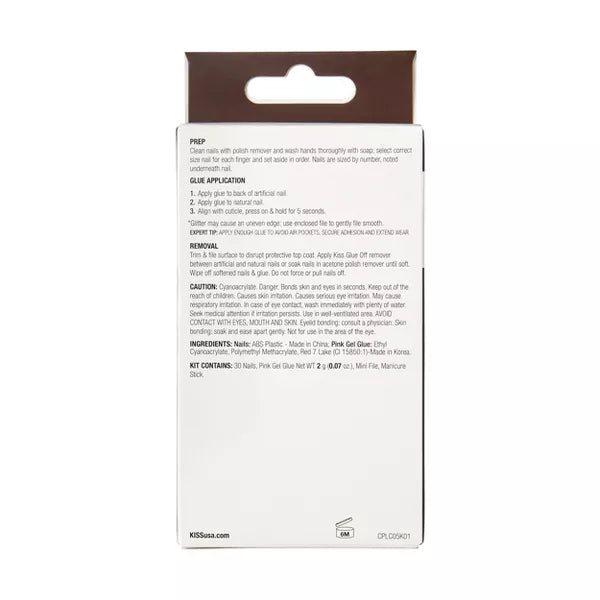 KISS Classy Premium Long Square Glue-On Fake Nails - Stunning!-731509865875-LR-346815-7-LR eShop