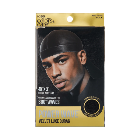 KISS Colors & Care Power Wave Luxe Durag, One size - Black Velvet-731509823073-LR-354827-1-LR eShop