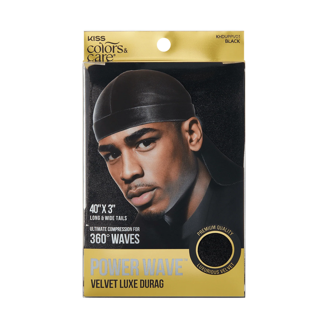 KISS Colors & Care Power Wave Luxe Durag, One size - Black Velvet-731509823073-LR-354827-1-LR eShop