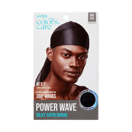 KISS Colors & Care Power Wave Silky Durag, One size - Black Satin-731509772135-LR-354815-1-LR eShop