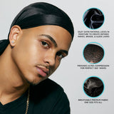 KISS Colors & Care Power Wave Silky Durag, One size - Black Satin-731509772135-LR-354815-4-LR eShop