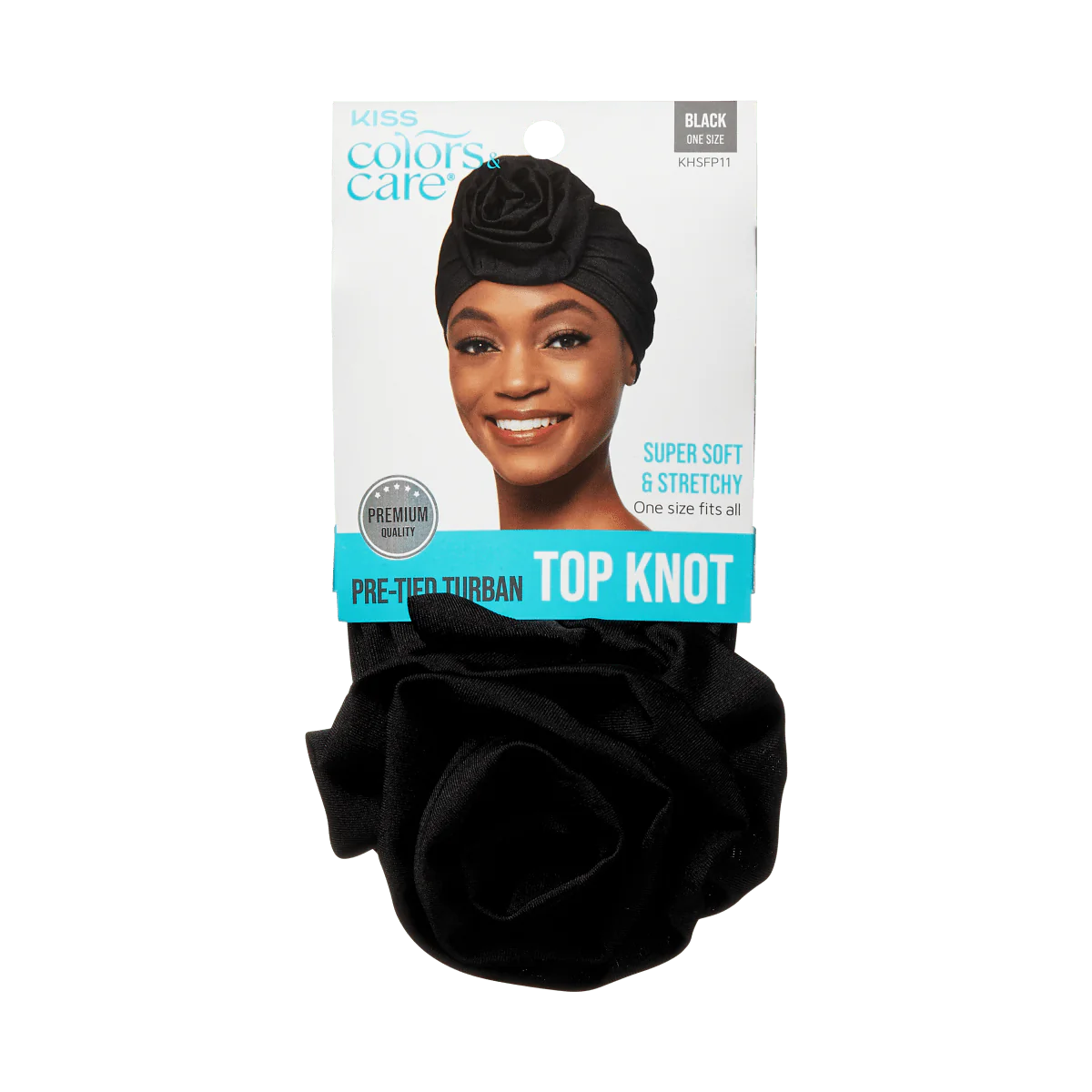 KISS Colors & Care Pre-Tied Top Knot Turban, One Size - Black-731509842203-LR-354842-1-LR eShop