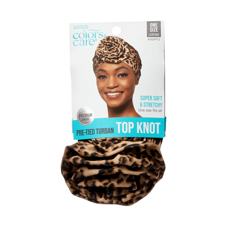 KISS Colors & Care Pre-Tied Top Knot Turban, One Size - Leopard-731509842210-LR-354843-1-LR eShop