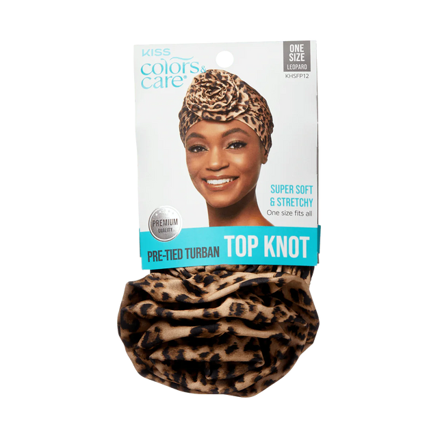 KISS Colors & Care Pre-Tied Top Knot Turban, One Size - Leopard-731509842210-LR-354843-1-LR eShop