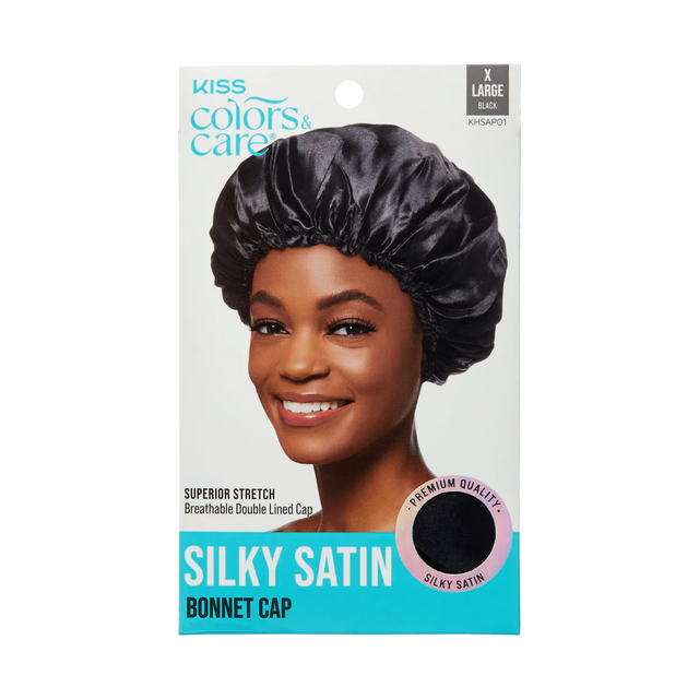 KISS Colors & Care Satin Bonnet Cap, XL - Black-731509823165-LR-354831-1-LR eShop