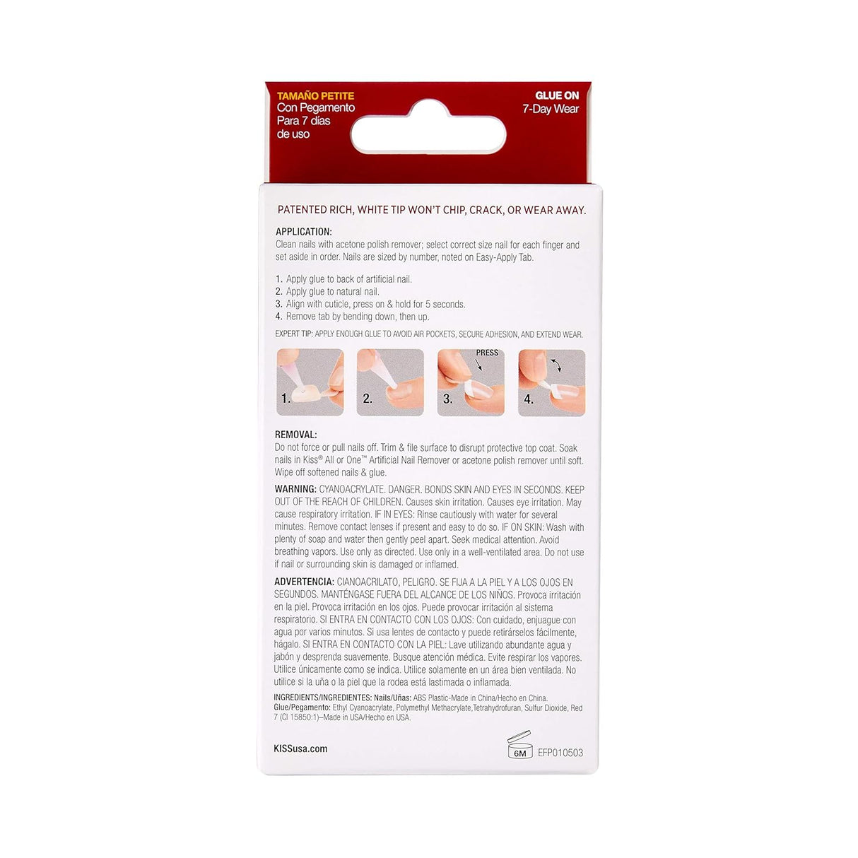 KISS Everlasting Petite Length Glue-On Nails Kit - French, 28 count-731509542448-LR-206278-5-LR eShop