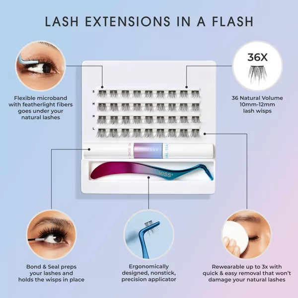 KISS Falscara Lash Extension Kit - Lengthening Wisps, 36 count-731509944556-LR-357294-6-LR eShop