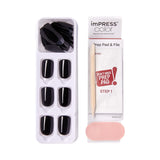 KISS imPRESS Color Press-On Fake Nails, Squoval Shaped - All Black-731509837599-LR-338451-2-LR eShop