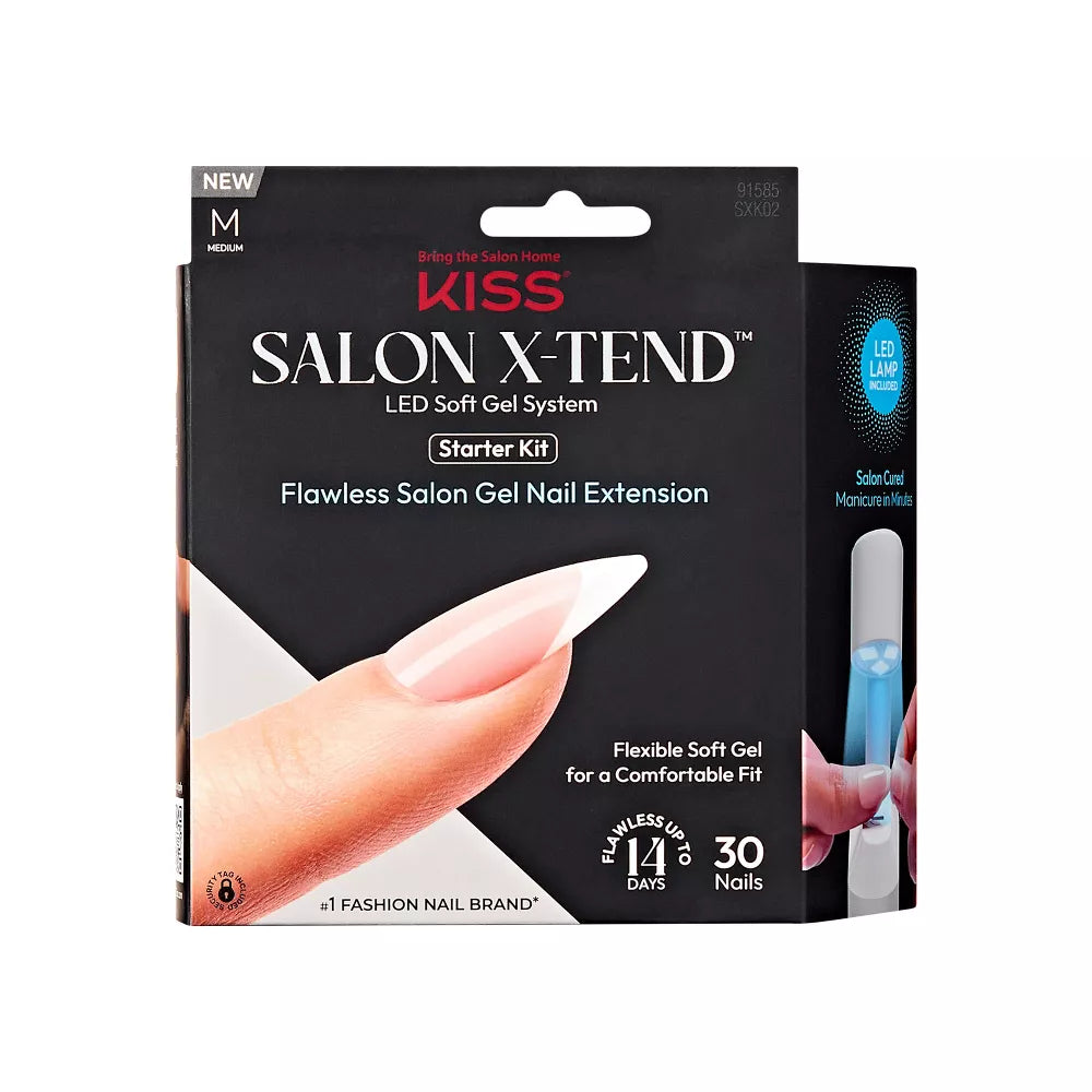 KISS Salon X-tend LED Soft Gel System Pure Fake Nails - Medium Oval French, 36 count-731509915853-LR-351985-1-LR eShop