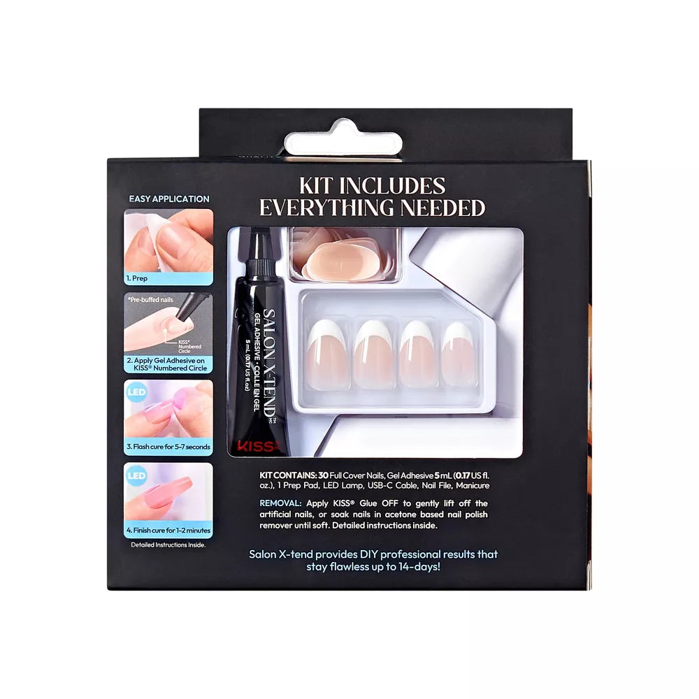 KISS Salon X-tend LED Soft Gel System Pure Fake Nails - Medium Oval French, 36 count-731509915853-LR-351985-11-LR eShop