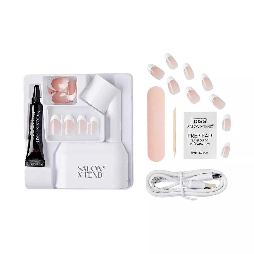 KISS Salon X-tend LED Soft Gel System Pure Fake Nails - Medium Oval French, 36 count-731509915853-LR-351985-5-LR eShop