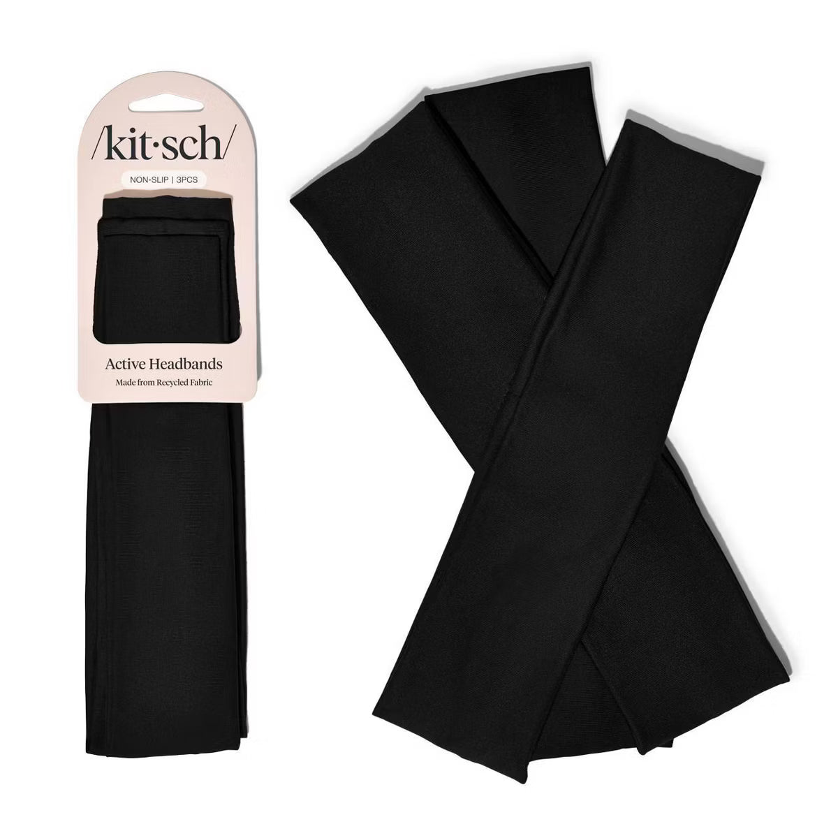 Kitsch Recycled Fabric Active Headbands 3pc Set- Black-840455505718-LR-362140-1-LR eShop