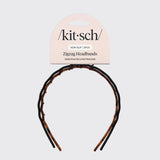Kitsch Recycled Plastic Zigzag Headbands 2pc Set - Black & Tort-810112560145-LR-362127-1-LR eShop