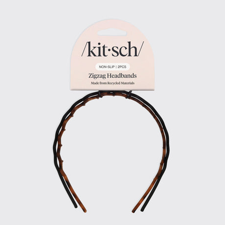 Kitsch Recycled Plastic Zigzag Headbands 2pc Set - Black & Tort-810112560145-LR-362127-1-LR eShop