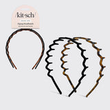 Kitsch Recycled Plastic Zigzag Headbands 2pc Set - Black & Tort-810112560145-LR-362127-2-LR eShop