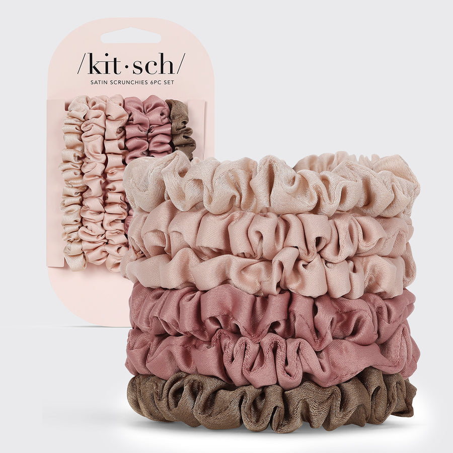 Kitsch Ruched Satin Petite Scrunchies 6pc Set - Terracotta-810112560527-LR-362128-1-LR eShop