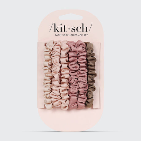 Kitsch Ruched Satin Petite Scrunchies 6pc Set - Terracotta-810112560527-LR-362128-2-LR eShop