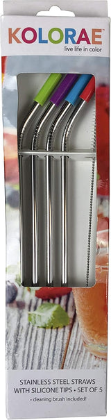 KOLORAE Reusable Stainless Steel Straws with Silicone Tip Plus Cleaning Brush-810027742216-LR-348705-1-LR eShop