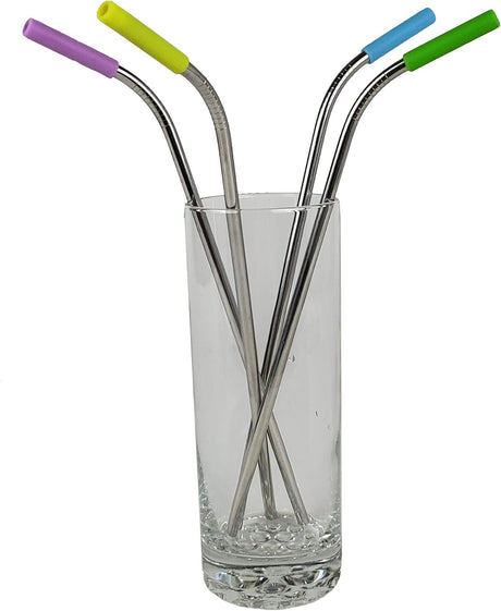 KOLORAE Reusable Stainless Steel Straws with Silicone Tip Plus Cleaning Brush-810027742216-LR-348705-2-LR eShop