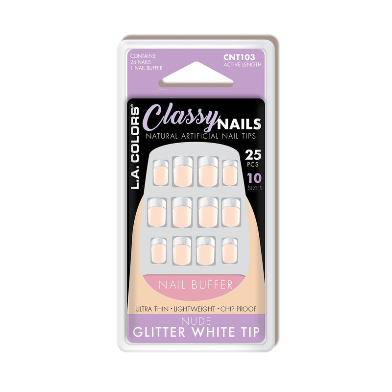 L.A. COLORS Classy Nail Tips - CNT103B Nude Glitter White Tip-081555711030-LR-336042-1-LR eShop