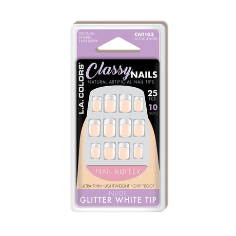 L.A. COLORS Classy Nail Tips - CNT103B Nude Glitter White Tip-081555711030-LR-336042-1-LR eShop