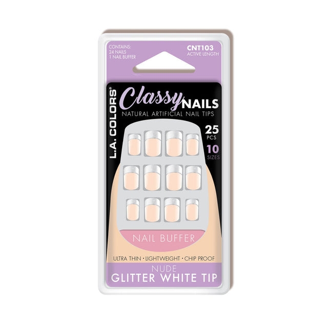 L.A. COLORS Classy Nail Tips - CNT103B Nude Glitter White Tip-081555711030-LR-336042-1-LR eShop
