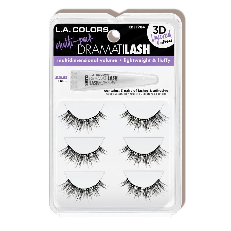 L.A. COLORS Dramatilash Multi Pack Eyelash Kit With Glue - CBEL284, 3 pairs-081555742843-LR-357033-1-LR eShop