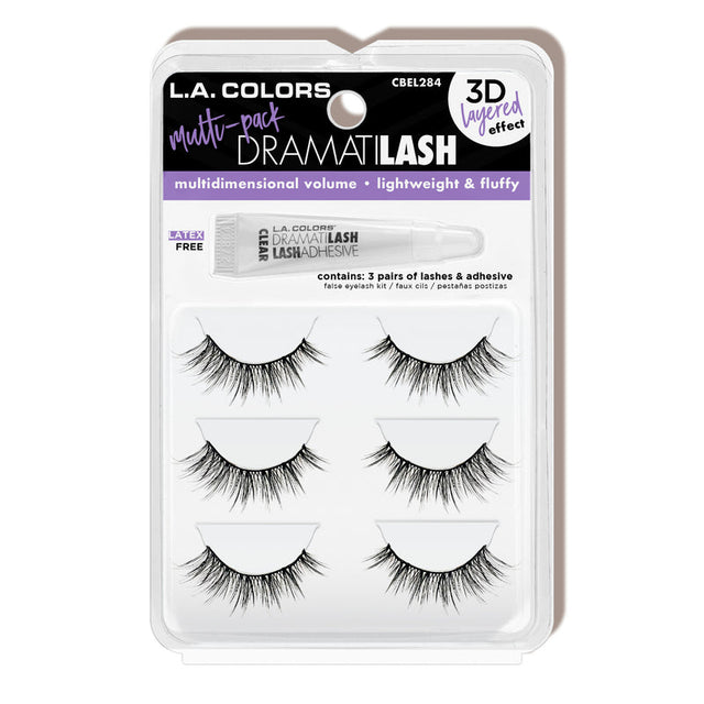 L.A. COLORS Dramatilash Multi Pack Eyelash Kit With Glue - CBEL284, 3 pairs-081555742843-LR-357033-1-LR eShop