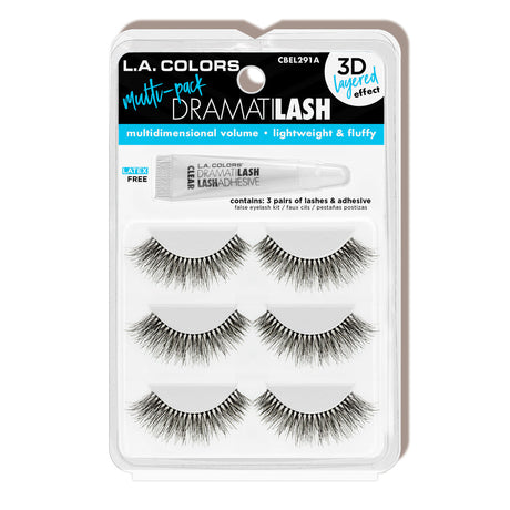 L.A. COLORS Dramatilash Multi Pack Eyelash Kit With Glue - CBEL291A, 3 pairs-081555742911-LR-343624-1-LR eShop