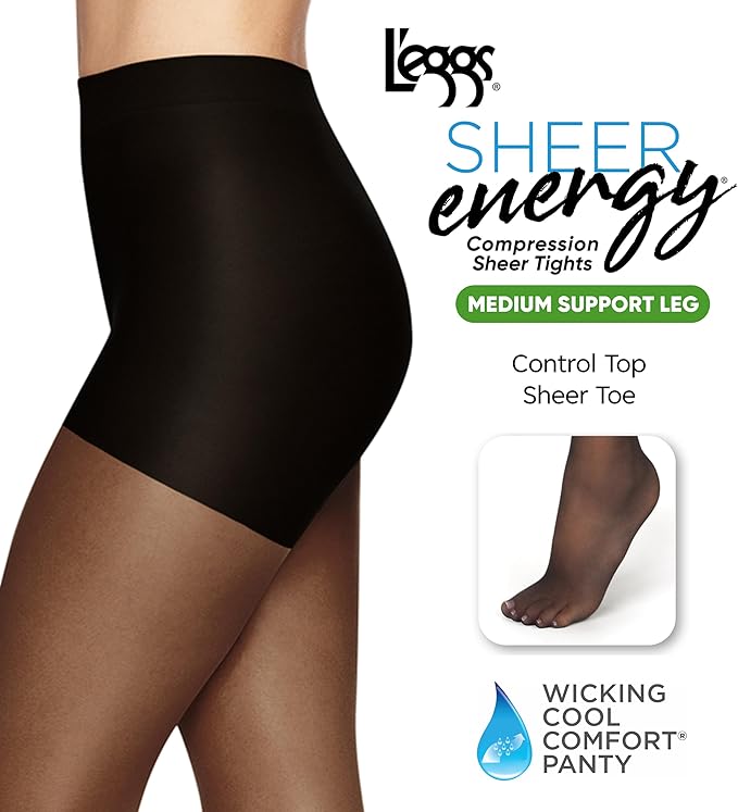 L'eggs Sheer Energy Medium Support Control Top Sheer Toe - Suntan, Size B-074200609233-LR-113027-3-LR eShop