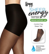 L'eggs Sheer Energy Medium Support Control Top Sheer Toe - Suntan, Size B-074200609233-LR-113027-3-LR eShop
