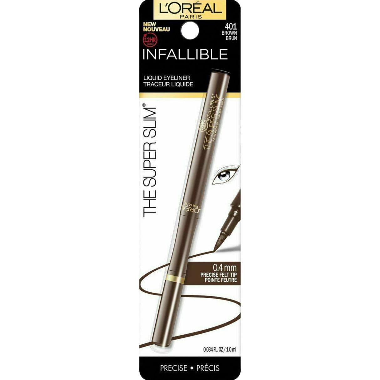 L'Oreal Paris Infallible Super Slim Long-Lasting Liquid Eyeliner, Brown, 0.034 fl. oz.