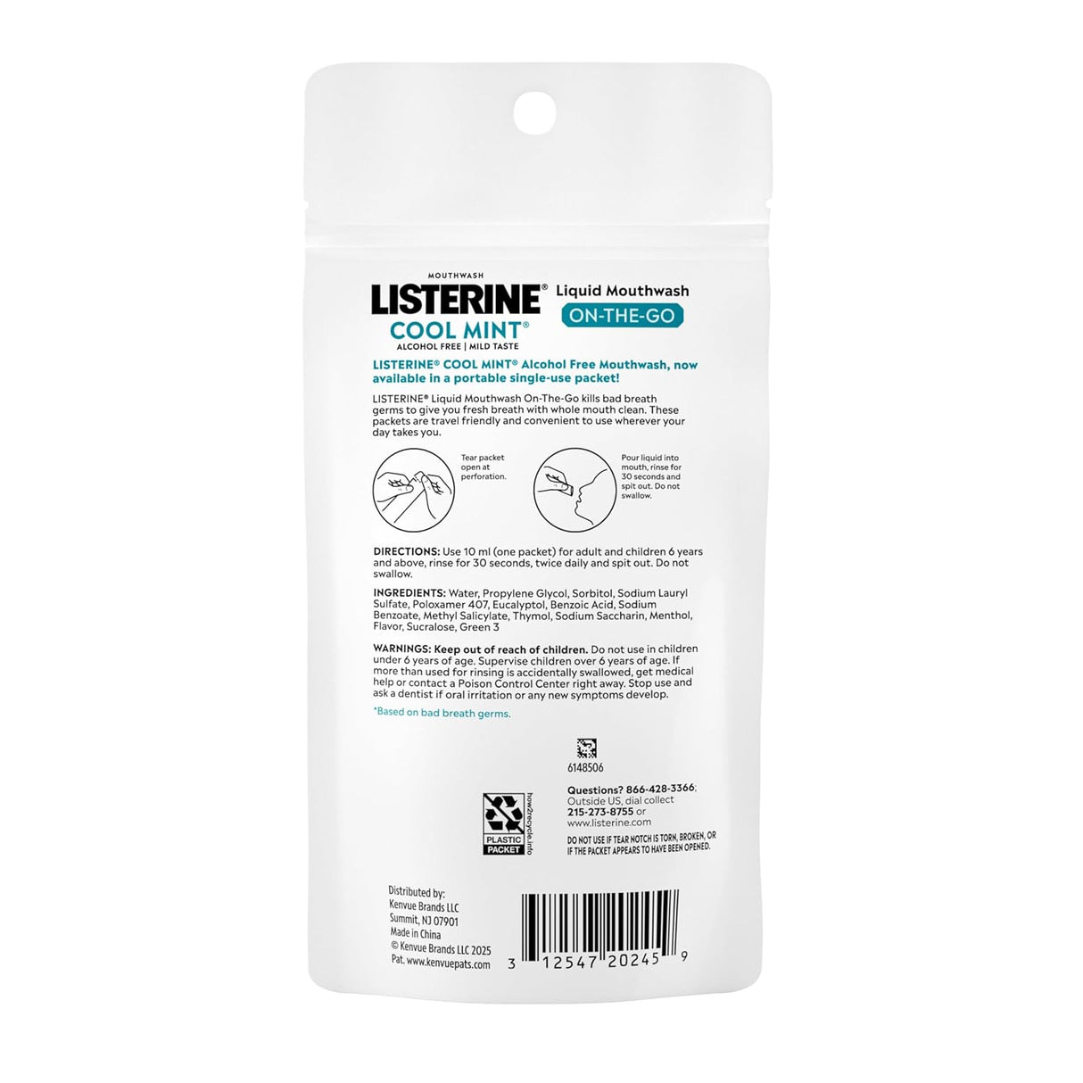 Listerine On-The-Go Mouthwash Packets - Cool Mint, 5 count-312547202459-LR-361016-9-LR eShop