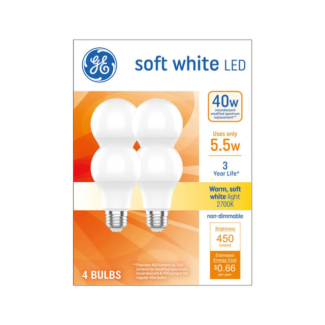 GE Lighting Basic LED 40 Watt Replacement, Soft White, A19 General Purpose Bulbs, 4 count-043168558389-LR-353107-1-LR eShop