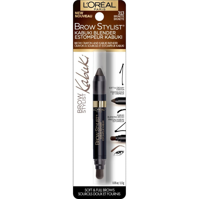 L'ORÉAL PARIS Brow Stylist Kabuki Blender Brow Crayon, 313 Brunette, 0.05 oz.-071249339626-LR-307476-1-LR eShop