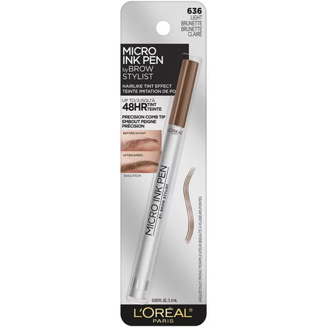 L'ORÉAL PARIS Brow Stylist Micro Ink Pen by Brow Stylist, Up to 48HR Wear, 636 Light Brunette, 0.03 fl oz-071249410462-LR-333981-1-LR eShop