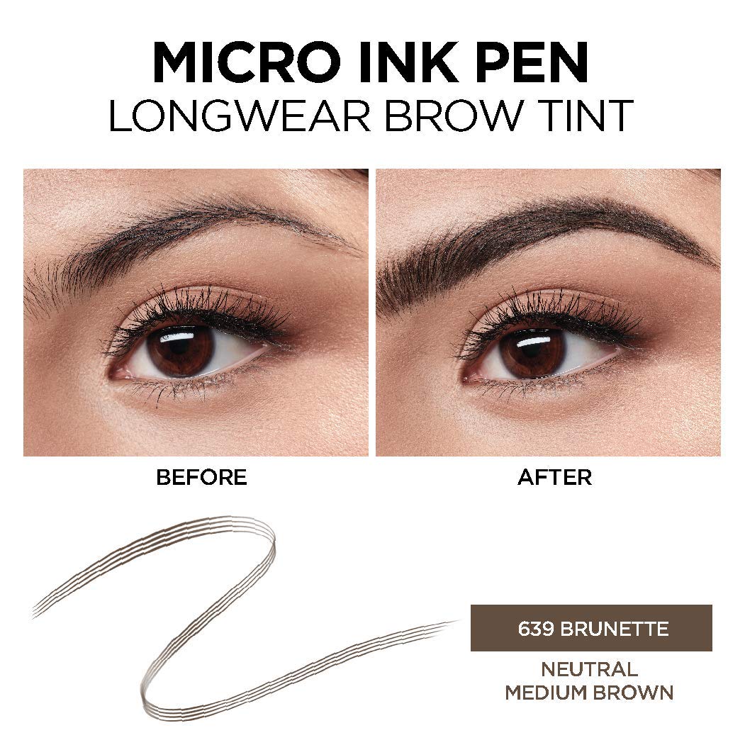 L'ORÉAL PARIS Brow Stylist Micro Ink Pen by Brow Stylist, Up to 48HR Wear, 639 Brunette, 0.033 fl. oz.-071249410479-LR-333978-4-LR eShop
