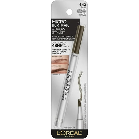 L'ORÉAL PARIS Brow Stylist Micro Ink Pen by Brow Stylist, Up to 48HR Wear, 642 Dark Brunette, 0.03 fl oz-071249410486-LR-333980-1-LR eShop