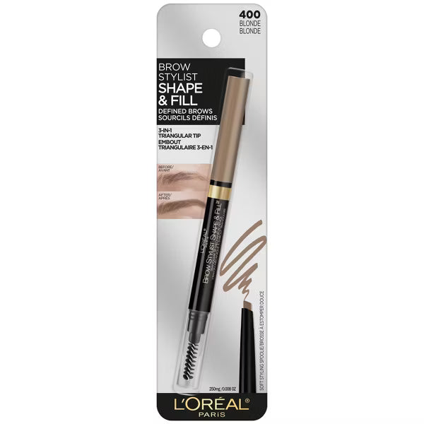 L'ORÉAL PARIS Brow Stylist Shape & Fill Mechanical Eye Brow Makeup Pencil, 400 Blonde, 0.008 oz.-071249350270-LR-315118-1-LR eShop