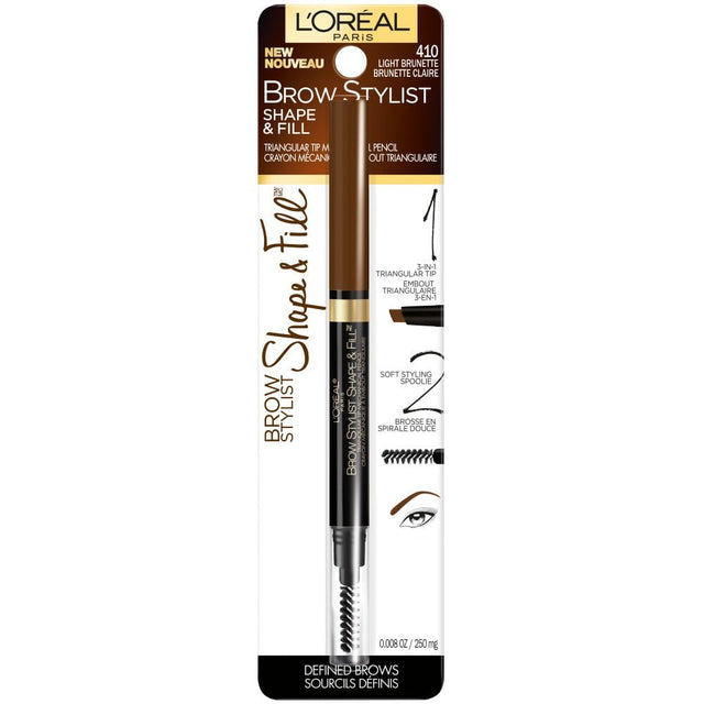 L'ORÉAL PARIS Brow Stylist Shape & Fill Mechanical Eye Brow Makeup Pencil, 410 Light Brunette, 0.008 oz.-071249373088-LR-323049-1-LR eShop