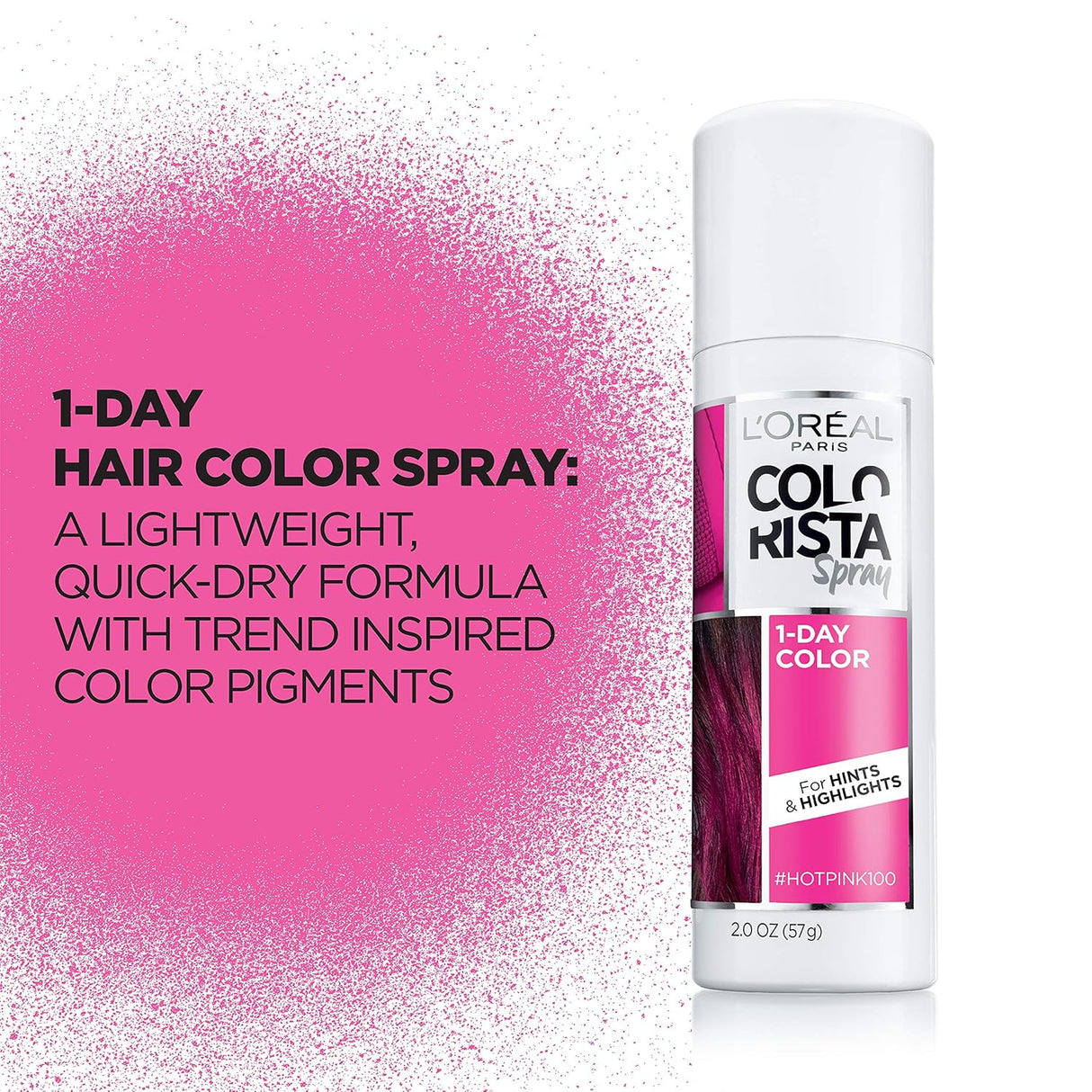 L'ORÉAL PARIS Colorista 1-Day Hair Color Spray - 100 Hot Pink, 2 oz-071249337875-LR-361758-4-LR eShop